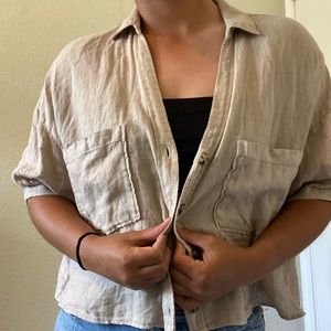 Zara Oversized Button Up Short Sleeve